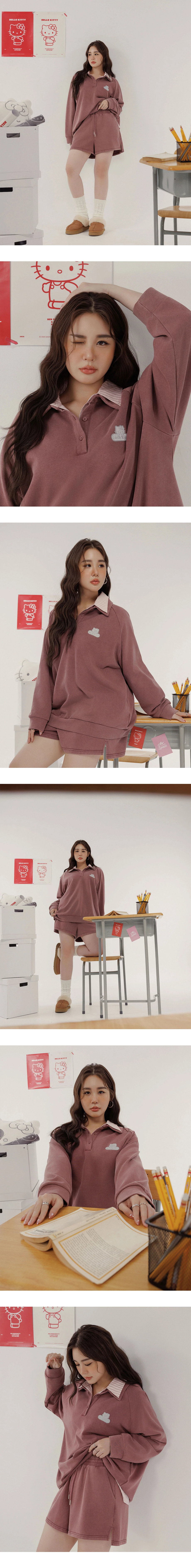 【SANRIO Collab】Hello Kitty Oversized Polo Shirt with Embroidered Patch (Unisex)