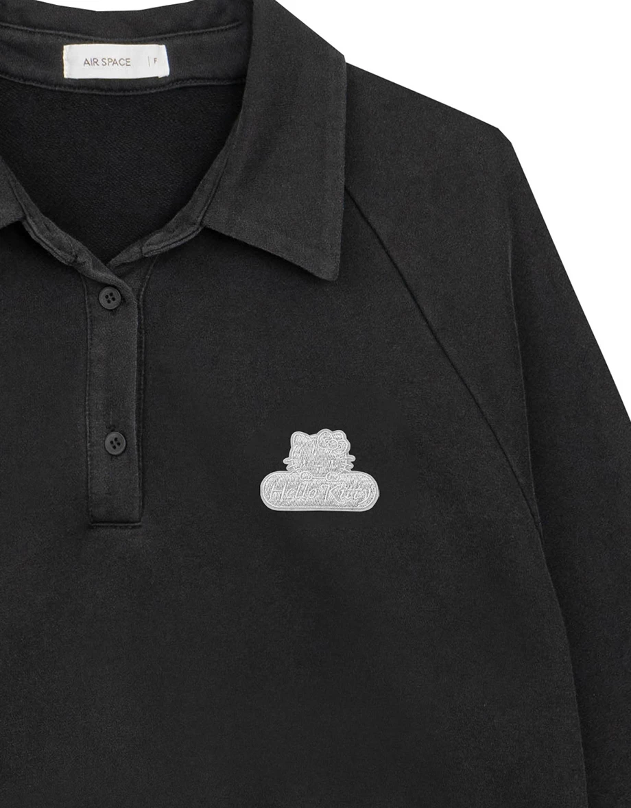 【SANRIO Collab】Hello Kitty Oversized Polo Shirt with Embroidered Patch (Unisex)