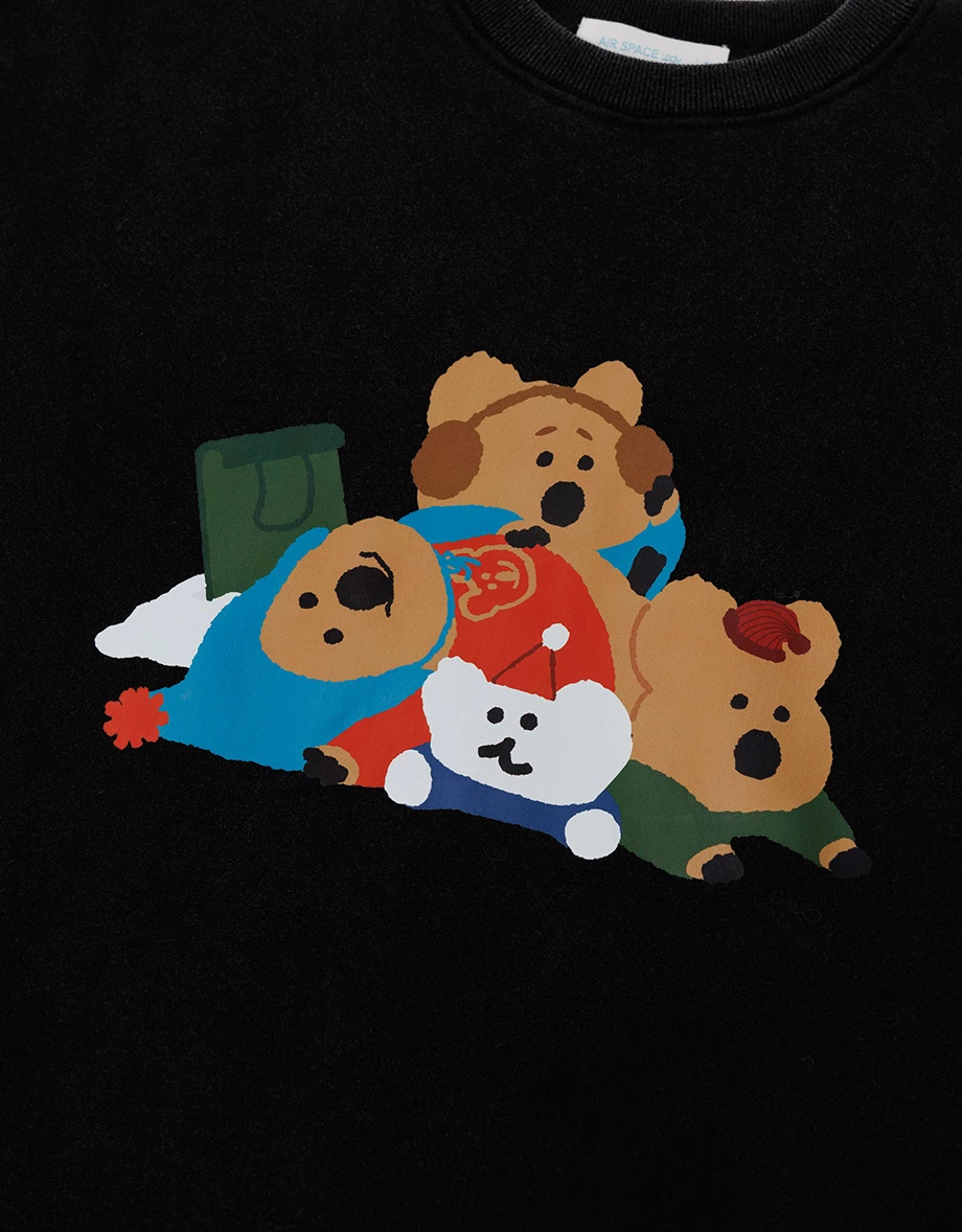 【DINOTAENG】Washed Color Print Sweatshirt With Inner Fleece 【DINOTAENG】Washed Color Print Sweatshirt With Inner Fleece