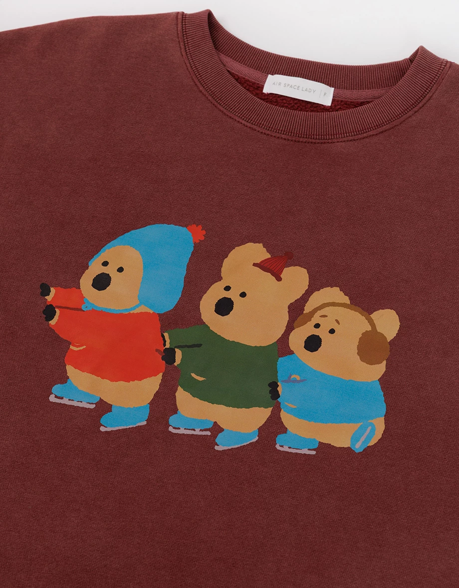 【DINOTAENG】Washed Color Print Sweatshirt With Inner Fleece 【DINOTAENG】Washed Color Print Sweatshirt With Inner Fleece