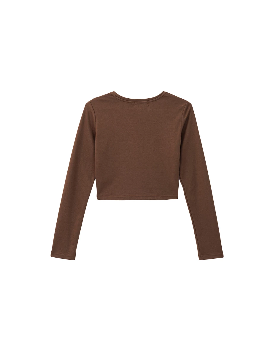 Fitted Crew Neck Crop Top with Front Lettering Detail Fitted Crew Neck Crop Top with Front Lettering Detail