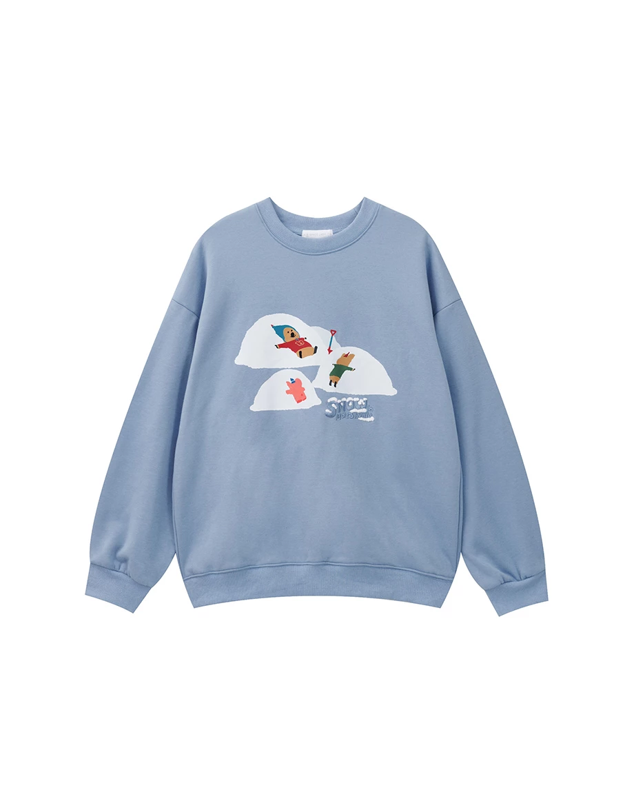 【DINOTAENG】Embroidered Sweatshirt With Inner Fleece 【DINOTAENG】Embroidered Sweatshirt With Inner Fleece