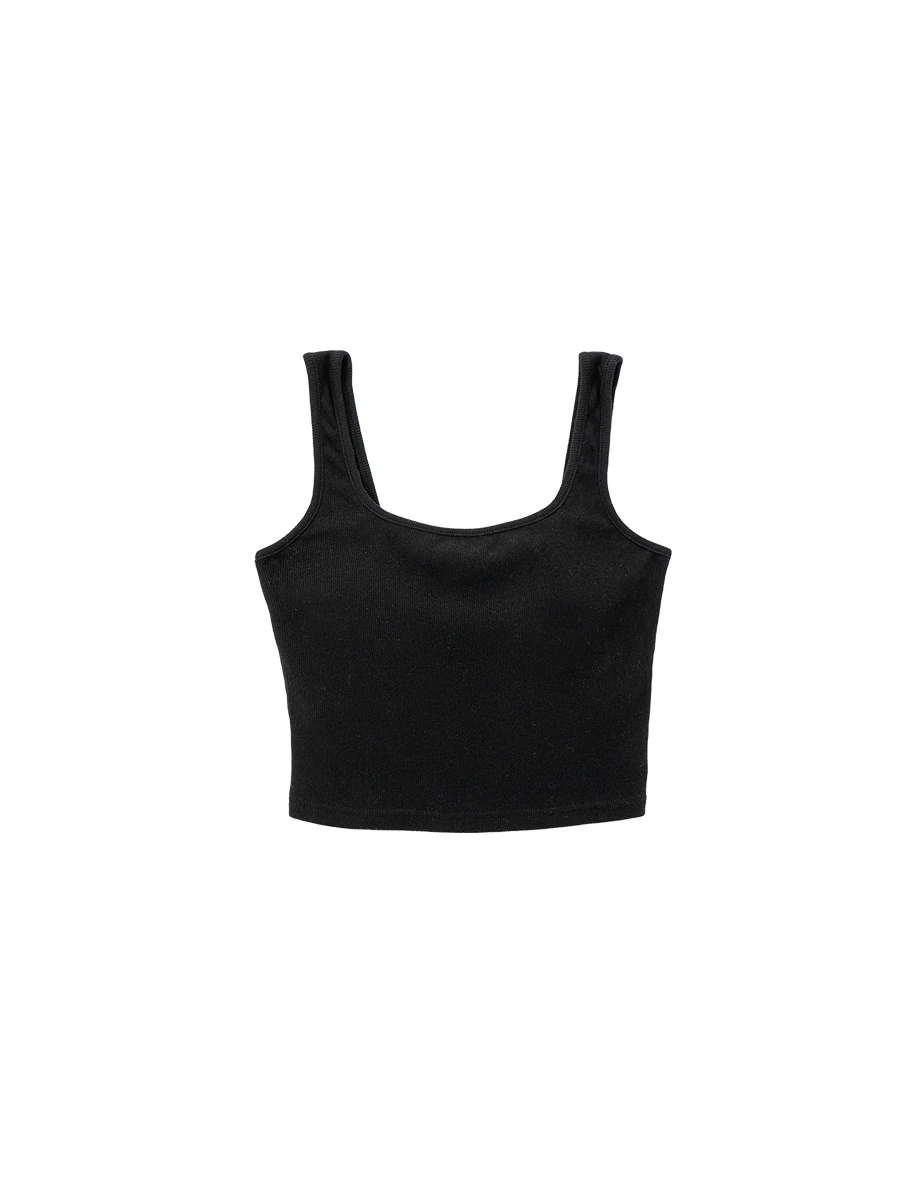 Daily Essential Ribbed Square Neck Paddded Tank Top