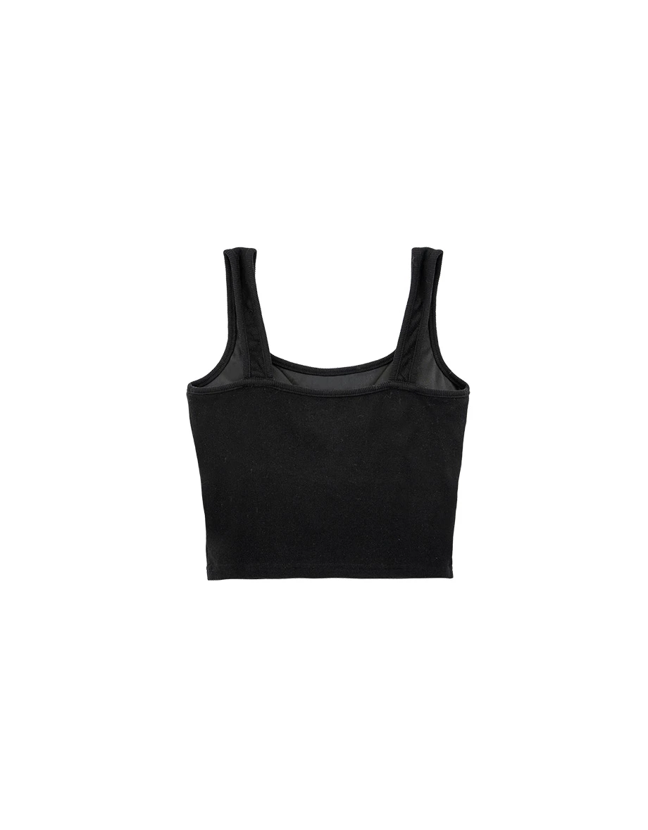 Daily Essential Ribbed Square Neck Paddded Tank Top