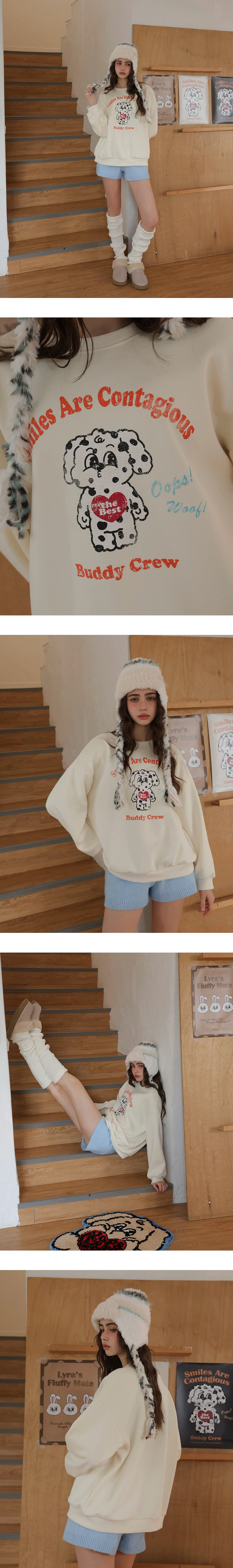 【Lyra & Toby】Distressed Print Oversized Crew Neck Sweatshirt