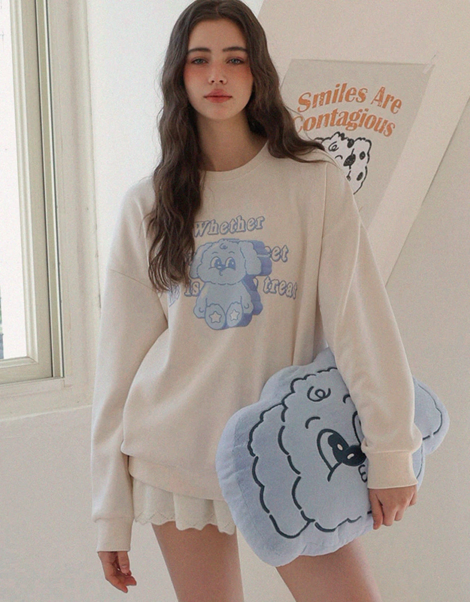 【Lyra & Toby】Character Print Oversized Crewneck Sweatshirt