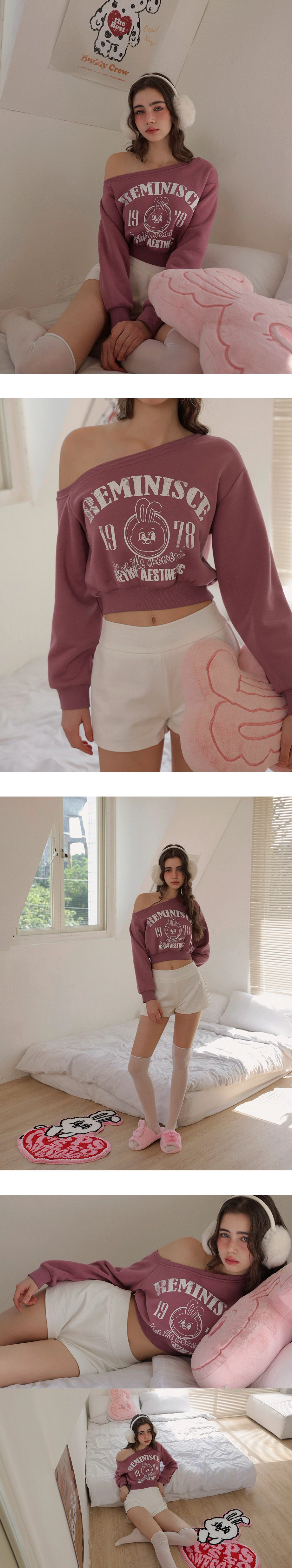 【Lyra & Toby】Asymmetrical One Shoulder Cropped Graphic Sweatshirt