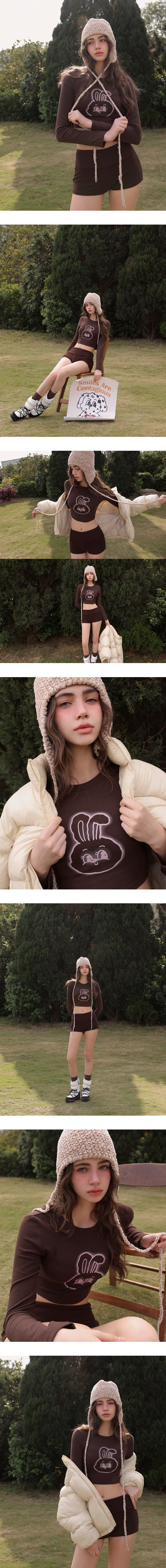 【Lyra & Toby】Lyra Bunny Print Cropped Long Sleeve Top