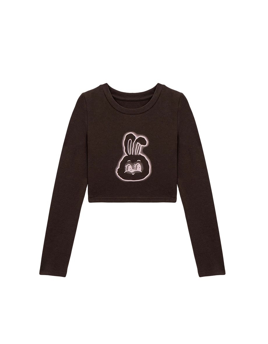 【Lyra & Toby】Lyra Bunny Print Cropped Long Sleeve Top