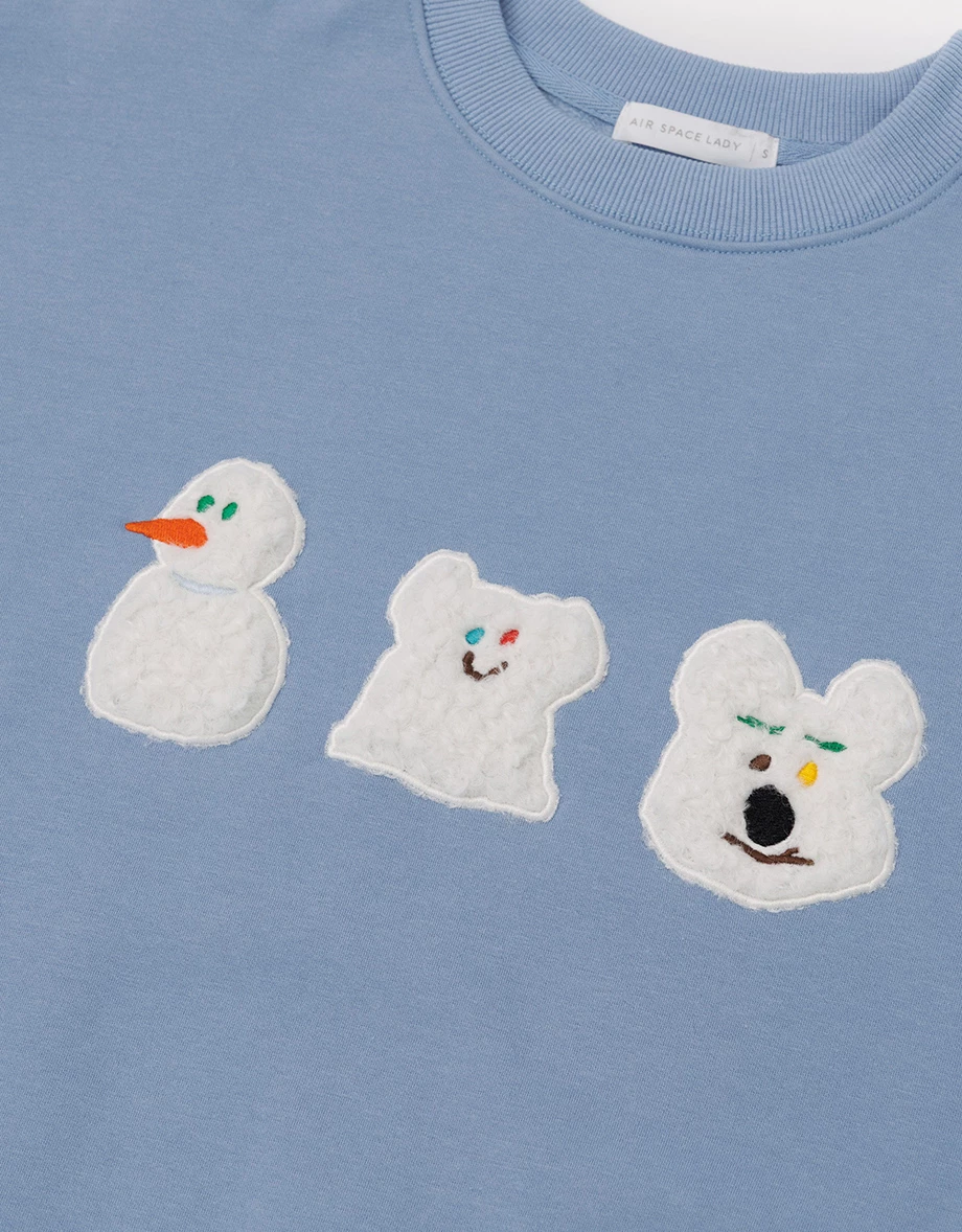 【DINOTAENG】3D Fluffy Snow Patch Knitted Sweatshirt 【DINOTAENG】3D Fluffy Snow Patch Knitted Sweatshirt