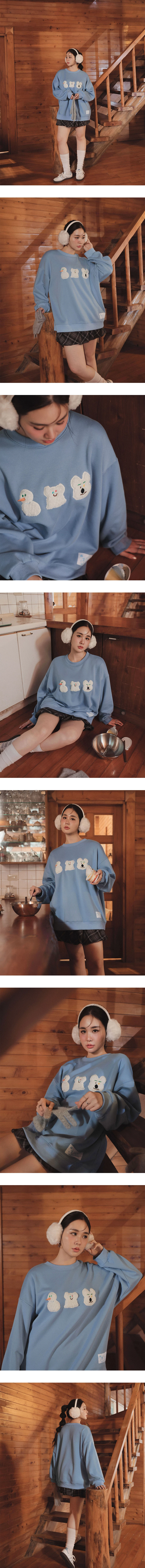 【DINOTAENG】3D Fluffy Snow Patch Knitted Sweatshirt 【DINOTAENG】3D Fluffy Snow Patch Knitted Sweatshirt