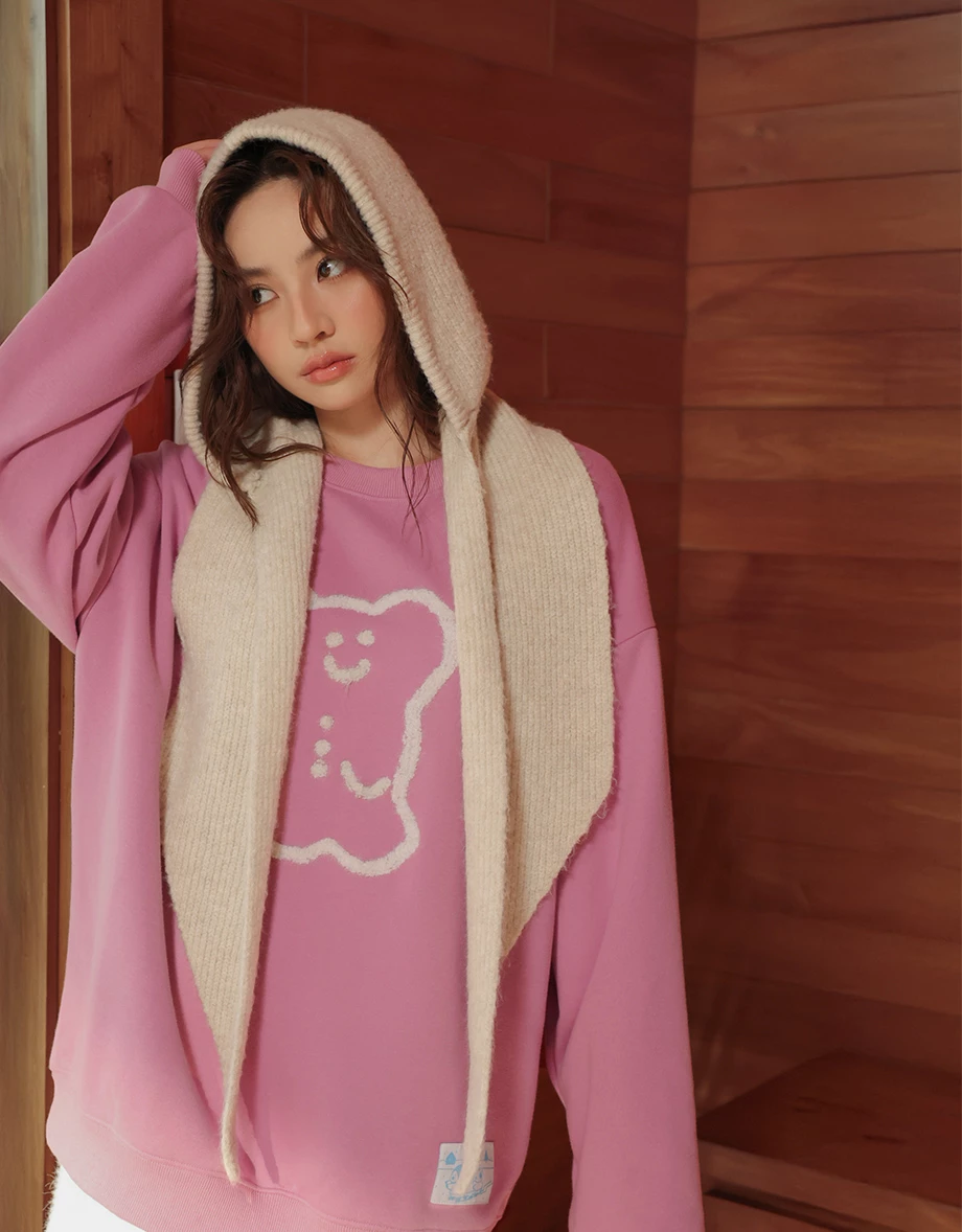 【DINOTAENG】3D Fluffy Snow Patch Knitted Sweatshirt 【DINOTAENG】3D Fluffy Snow Patch Knitted Sweatshirt