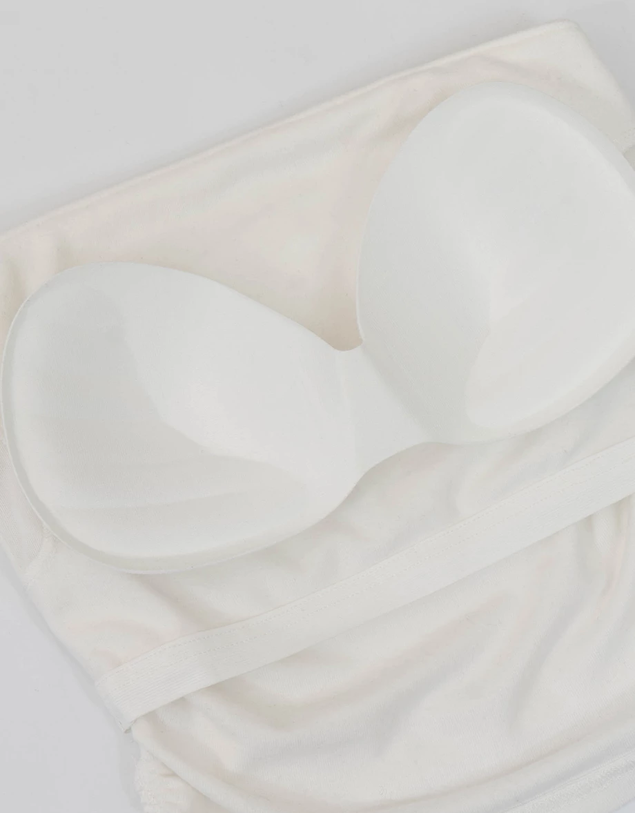 AIR SPACE Logo Embroidery Side Ruched Fleece Lined Bandeau Padded Tube Top