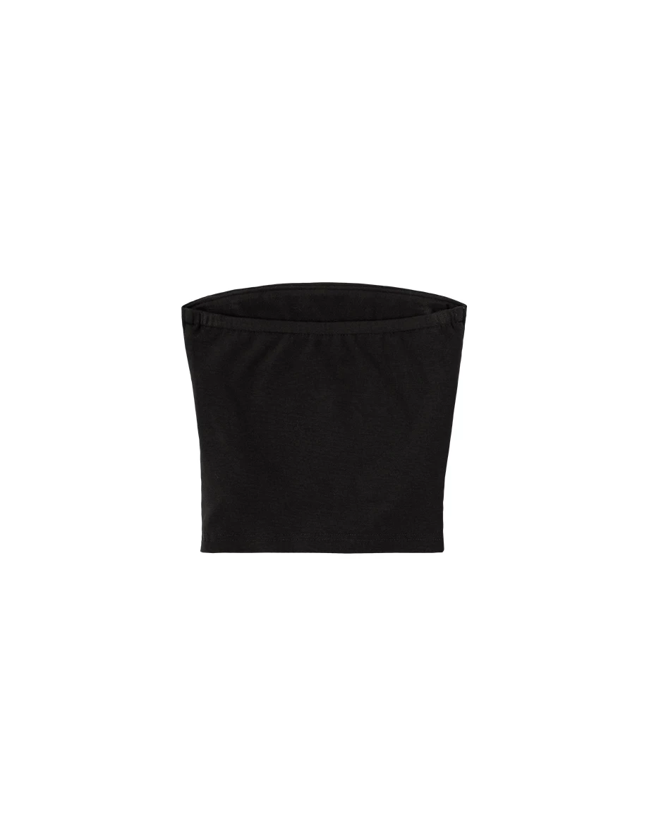 AIR SPACE Logo Embroidery Side Ruched Fleece Lined Bandeau Padded Tube Top