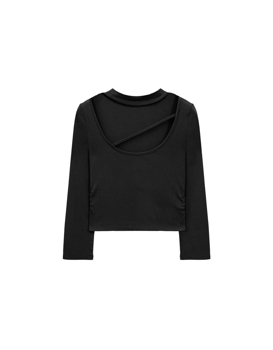 Asymmetric Cut Out Choker Neck Cropped Top Asymmetric Cut Out Choker Neck Cropped Top