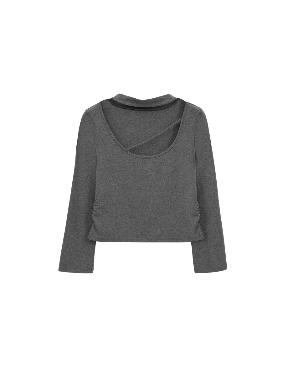 Asymmetric Cut Out Choker Neck Cropped Top