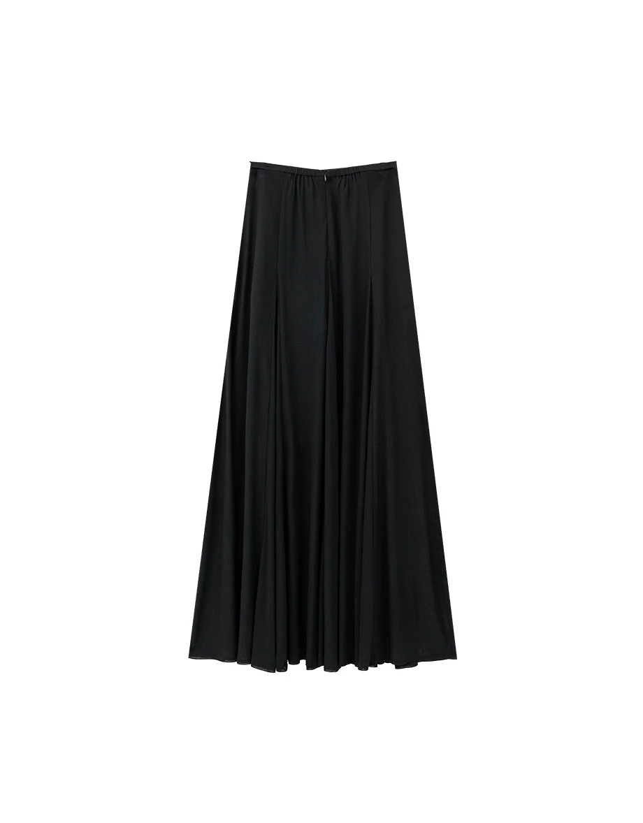 Chiffon Feel Semi Sheer Flowy Maxi Skirt Chiffon Feel Semi Sheer Flowy Maxi Skirt