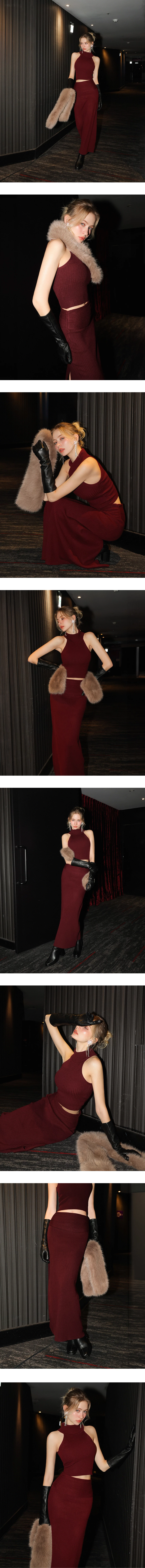 Ribbed Knit High Waist Bodycon Maxi Skirt Ribbed Knit High Waist Bodycon Maxi Skirt