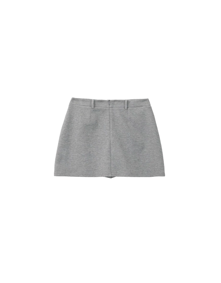 High Waisted Sleek Front Wrap Asymmetric Hem Mini Skirt High Waisted Sleek Front Wrap Asymmetric Hem Mini Skirt