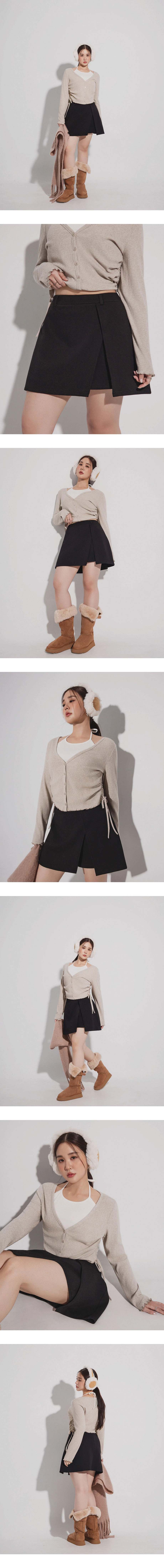 High Waisted Sleek Front Wrap Asymmetric Hem Mini Skirt High Waisted Sleek Front Wrap Asymmetric Hem Mini Skirt