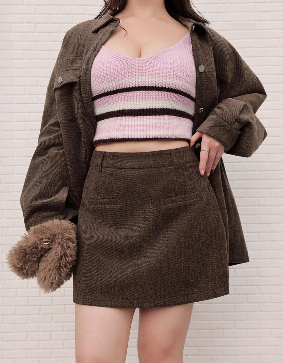 Twill A Line Mini Skirt with Pocket Detail