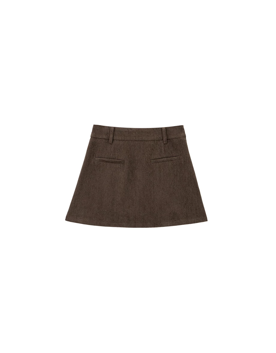 Twill A Line Mini Skirt with Pocket Detail