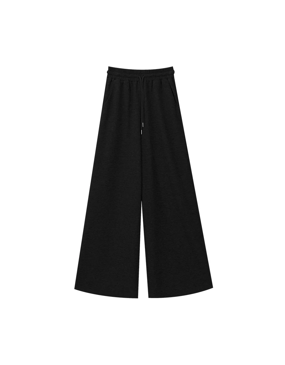 Soft Knit Drawstring Waist Wide Leg Lounge Pants