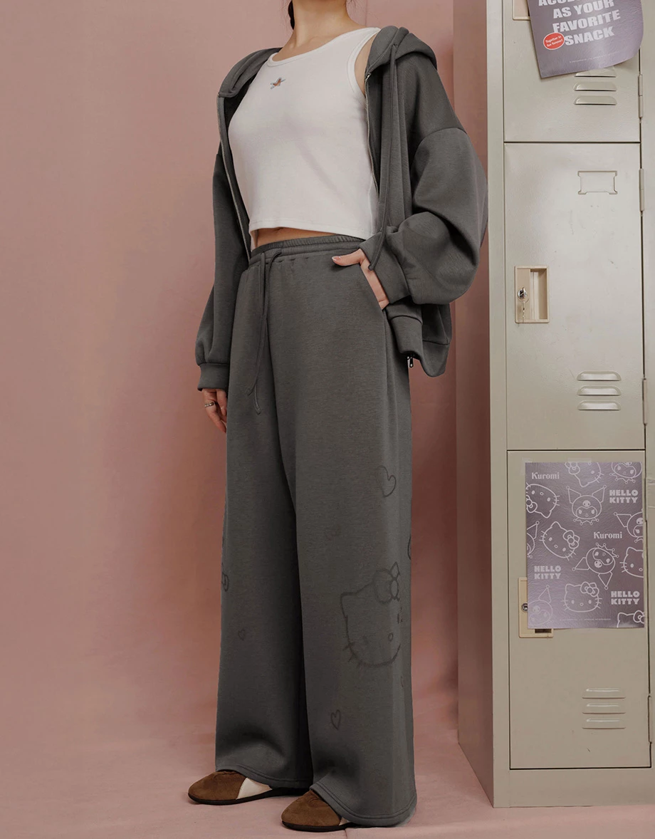 【SANRIO Collab】Sanrio Collaboration Character Printed Wide Leg Sweatpants