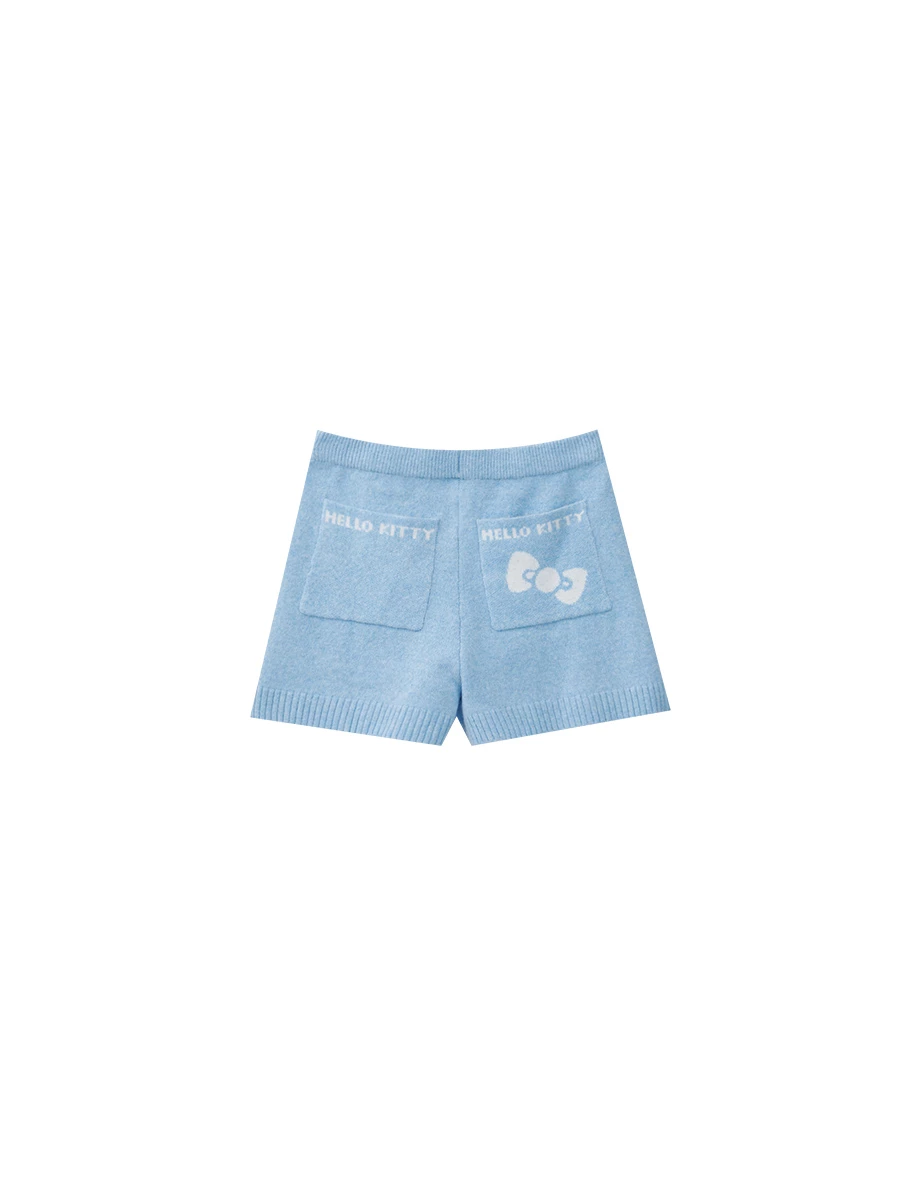 【Hello Kitty Collaboration】Comfy Knit Lounge Shorts with Back Pocket Embroidery 【Hello Kitty Collaboration】Comfy Knit Lounge Shorts with Back Pocket Embroidery
