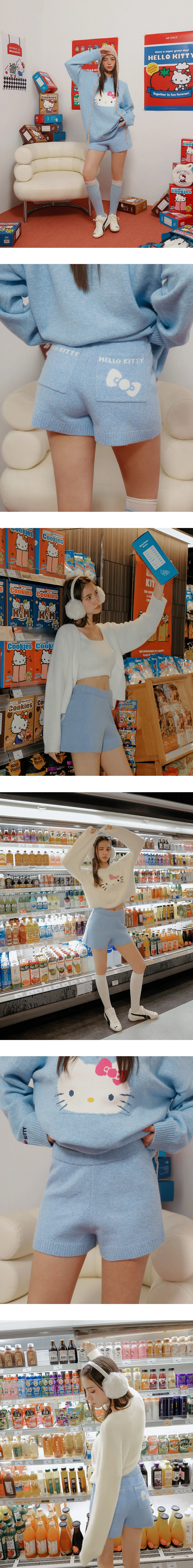 【Hello Kitty Collaboration】Comfy Knit Lounge Shorts with Back Pocket Embroidery 【Hello Kitty Collaboration】Comfy Knit Lounge Shorts with Back Pocket Embroidery