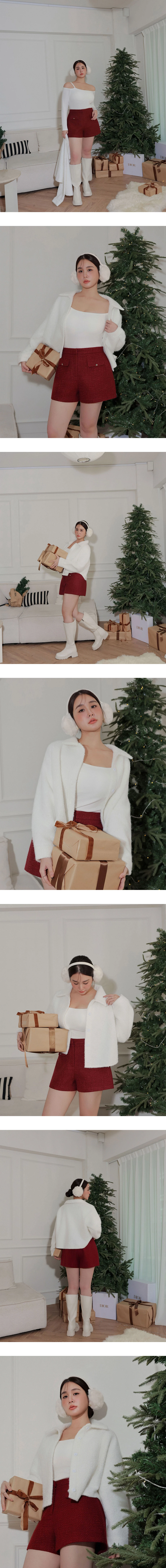 Tweed Texture High Waist Flap Pocket Shorts Tweed Texture High Waist Flap Pocket Shorts