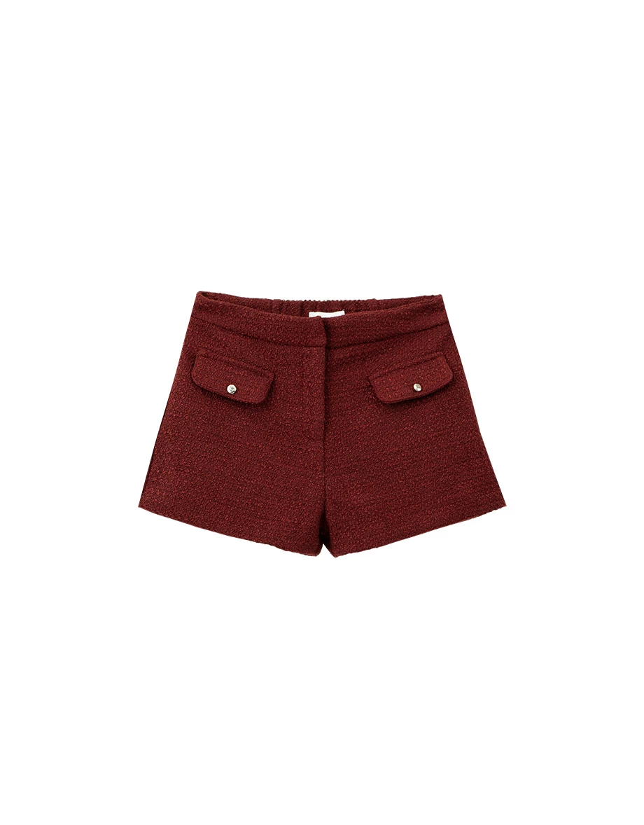 Tweed Texture High Waist Flap Pocket Shorts Tweed Texture High Waist Flap Pocket Shorts
