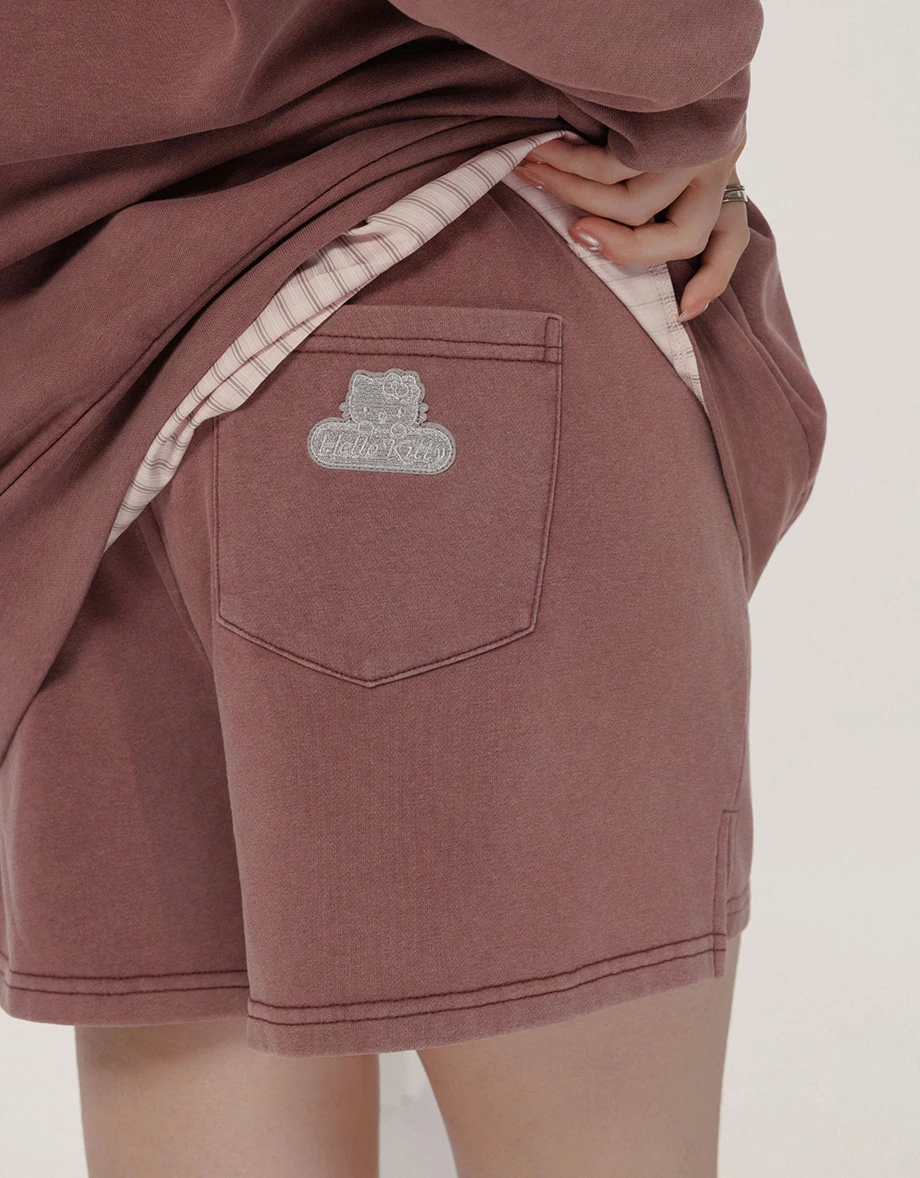 【SANRIO Collab】Hello Kitty Drawstring Shorts with Embroidered Patch
