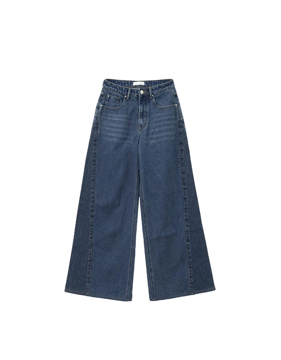 Vintage Wash High Waist Jeans Denim Wide Leg Pants