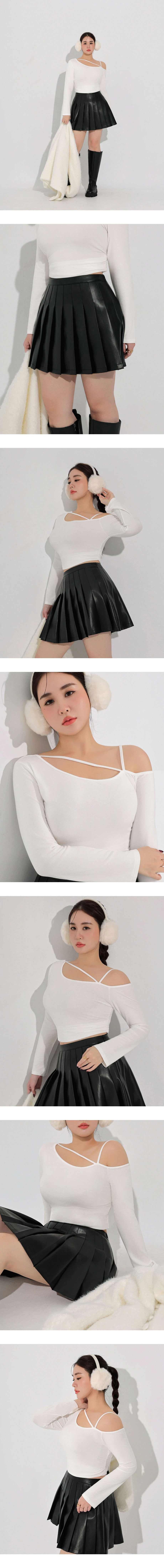 High Waist Faux Leather Pleated Mini Skirt