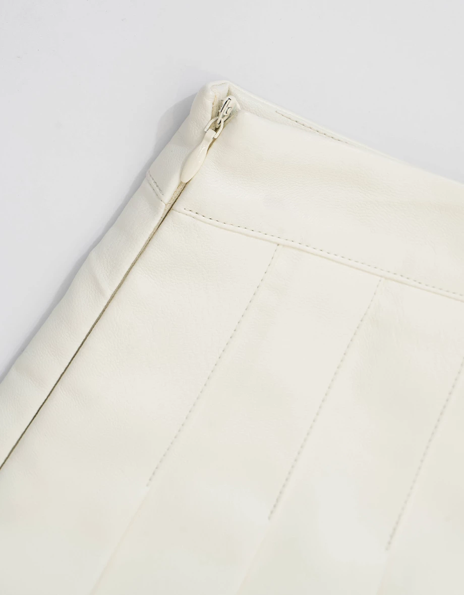 High Waist Faux Leather Pleated Mini Skirt