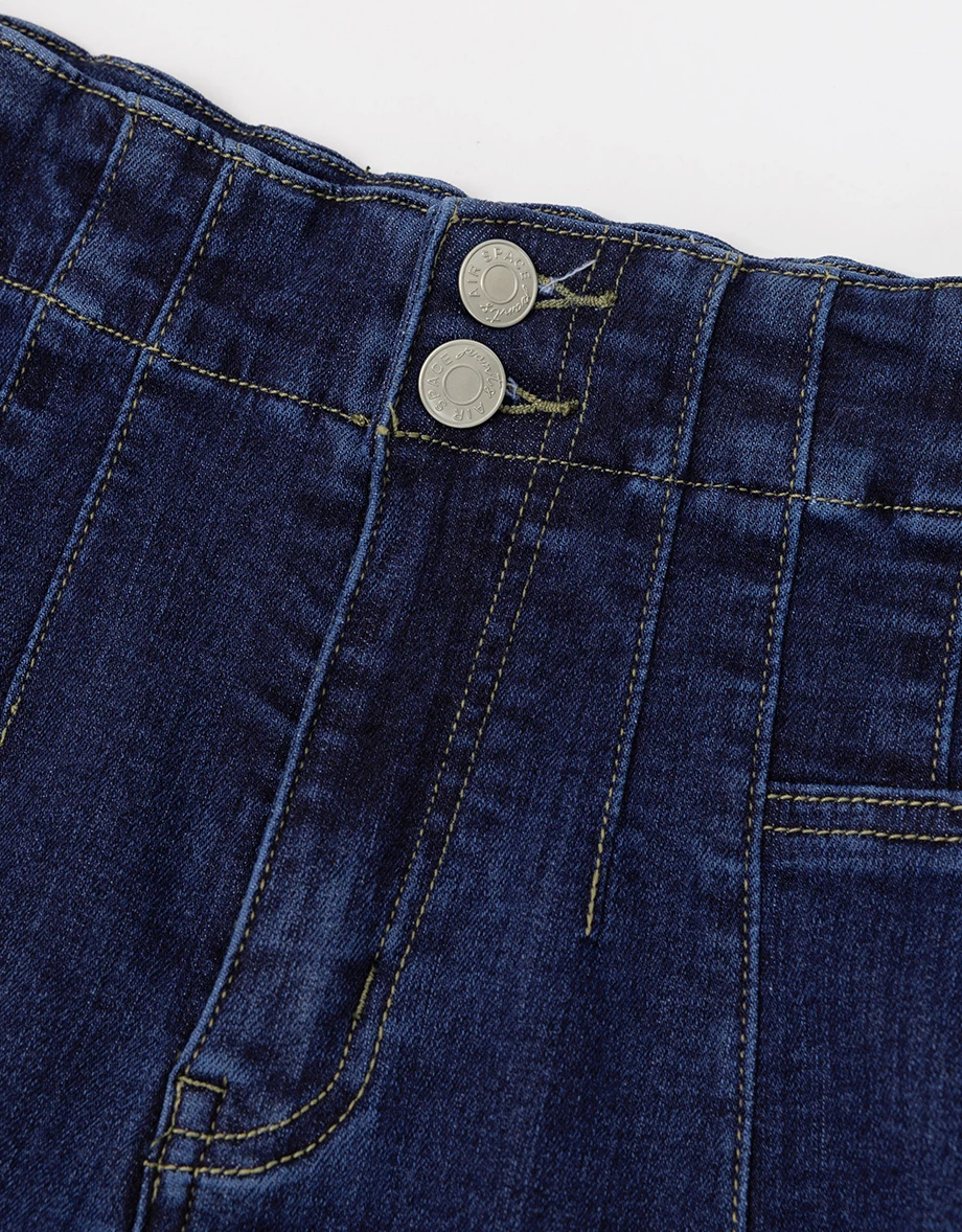 Structured Front Pleated High Waist Fit Skinny Jeans Denim Pants Structured Front Pleated High Waist Fit Skinny Jeans Denim Pants