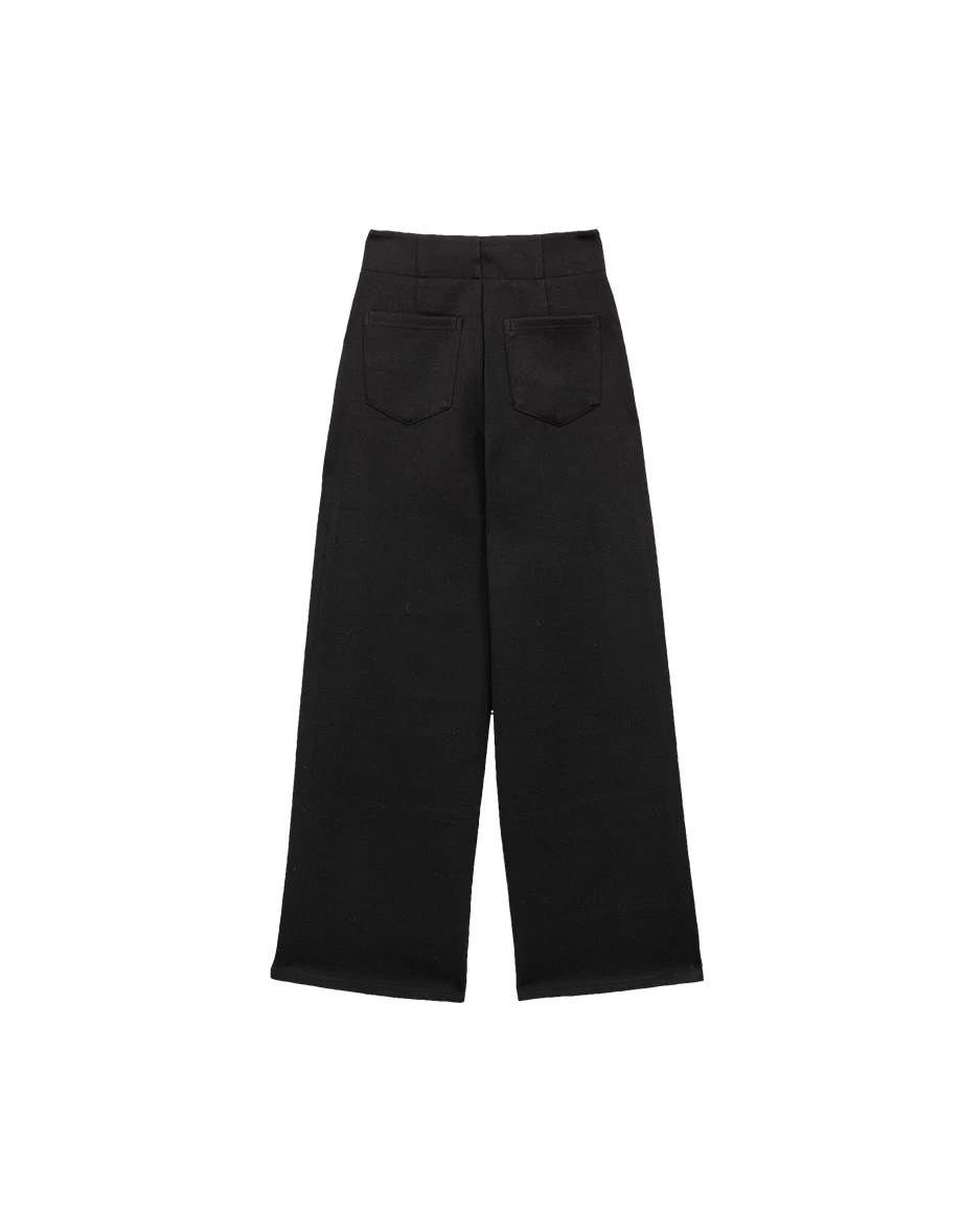 【AIRY HOURGLASS】Perfect Waistline Double Button Straight Wide Leg Sweat Pants