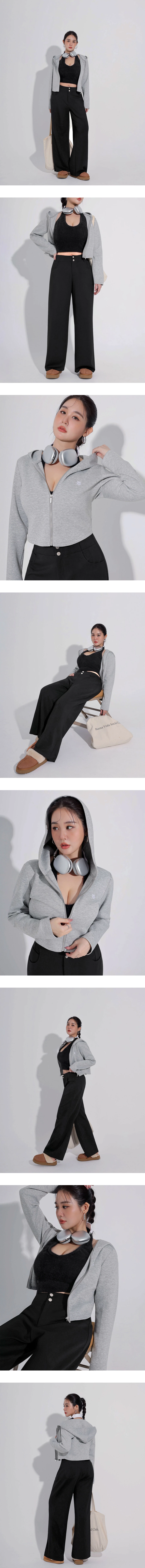 【AIRY HOURGLASS】Perfect Waistline Double Button Straight Wide Leg Sweat Pants