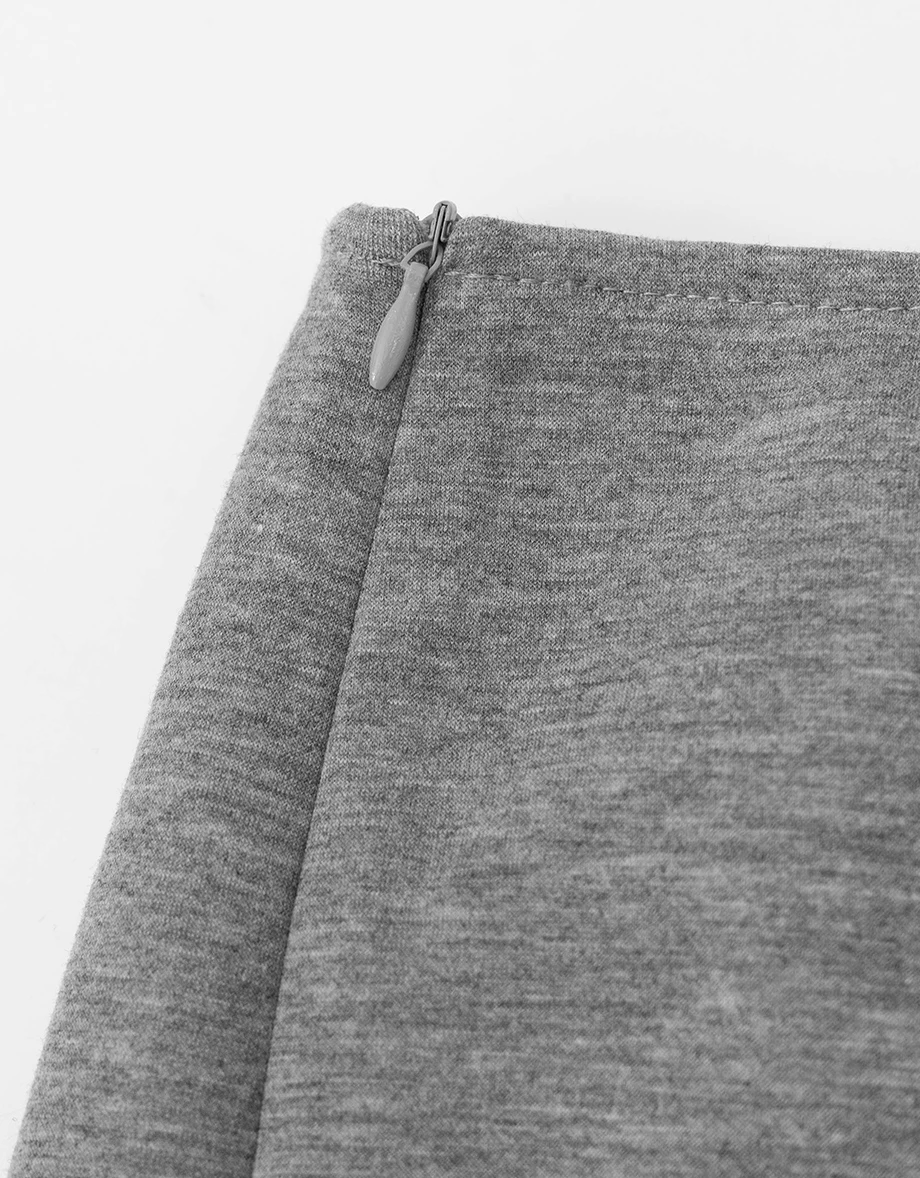 Flared Hem Mid Rise Trousers Pants (with Plaid Removable Waist Wrap Skirt)