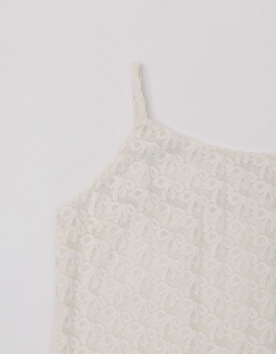 Sheer Overlay Bow Lace Embossed Cami Maxi Dress Sheer Overlay Bow Lace Embossed Cami Maxi Dress