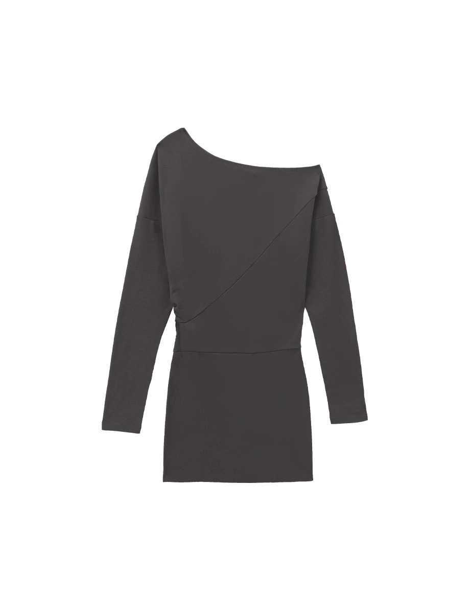 Asymmetric Neck Ruched Low Waist Mini Dress Asymmetric Neck Ruched Low Waist Mini Dress