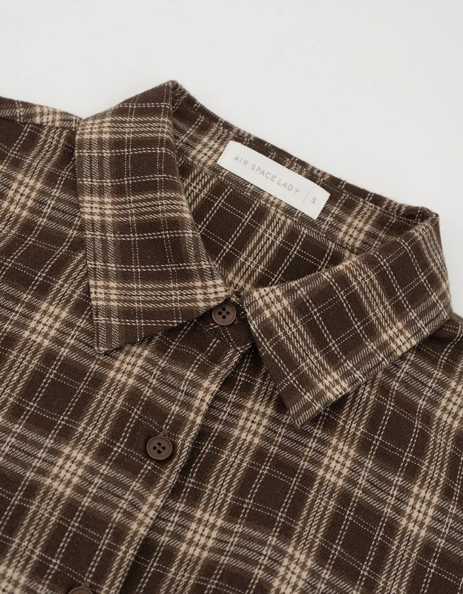 Vintage Plaid Button Down Tie Waist Shirt Mini Dress