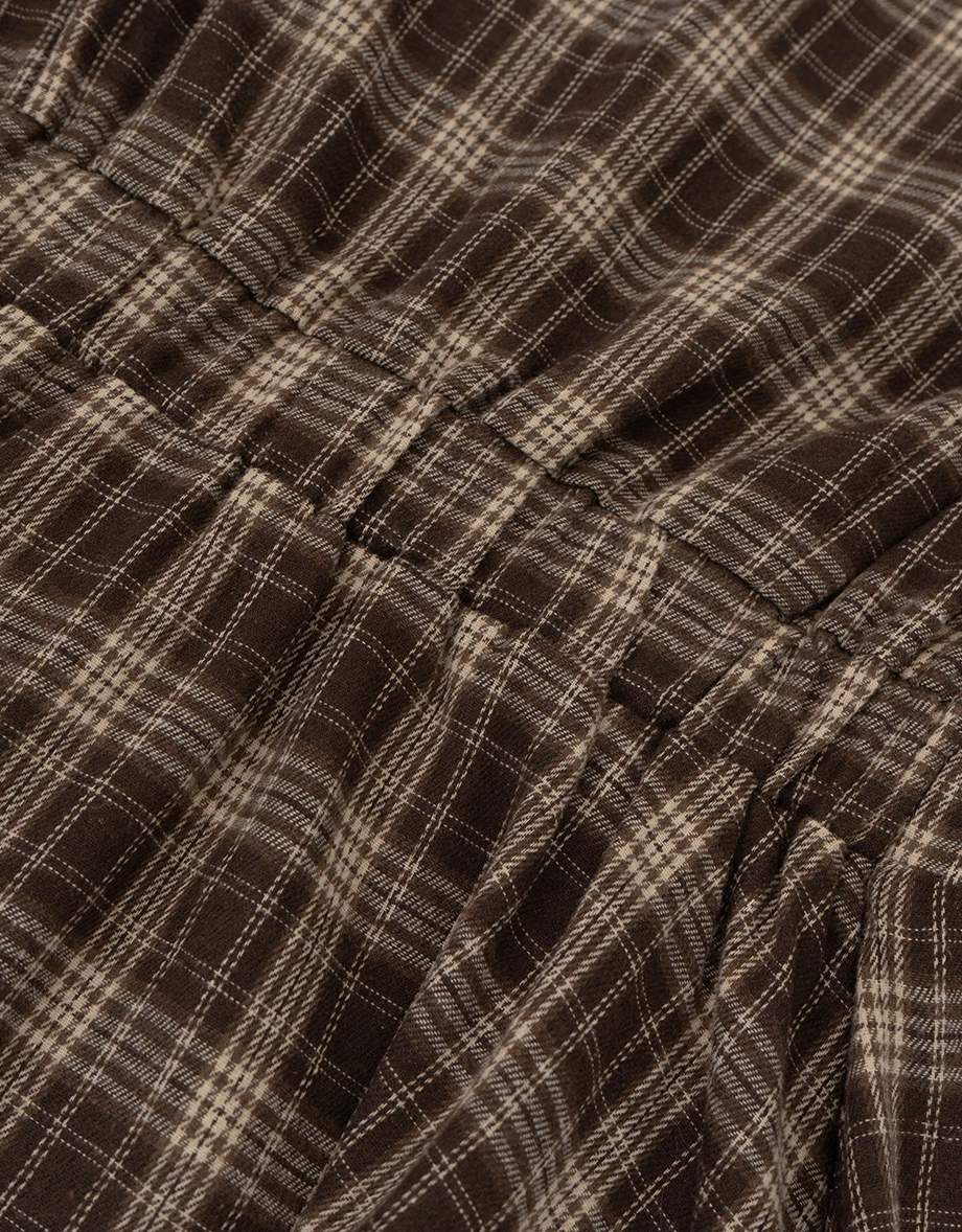 Vintage Plaid Button Down Tie Waist Shirt Mini Dress