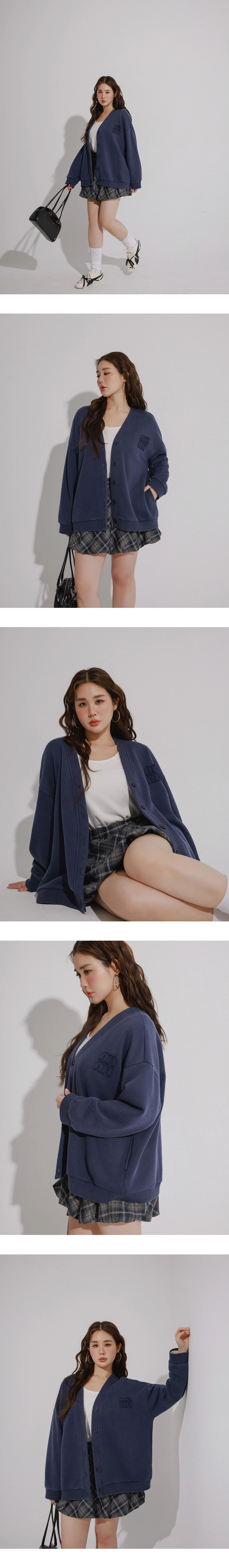 Oversized Fleece Cardigan Jacket with AIR SPACE Logo Embroidery