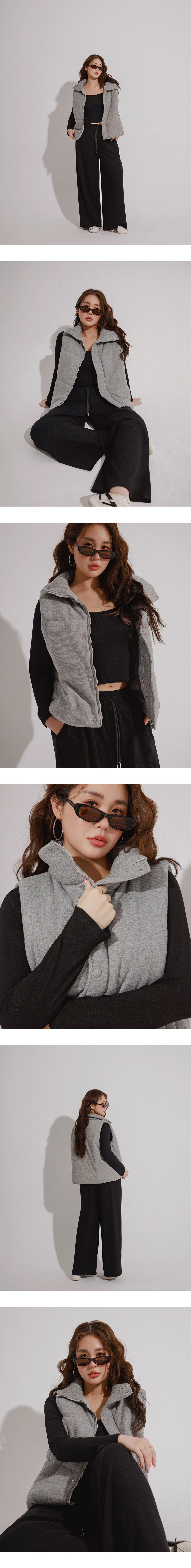 Stand Collar Vest Puffer Jacket with Snap Button Design