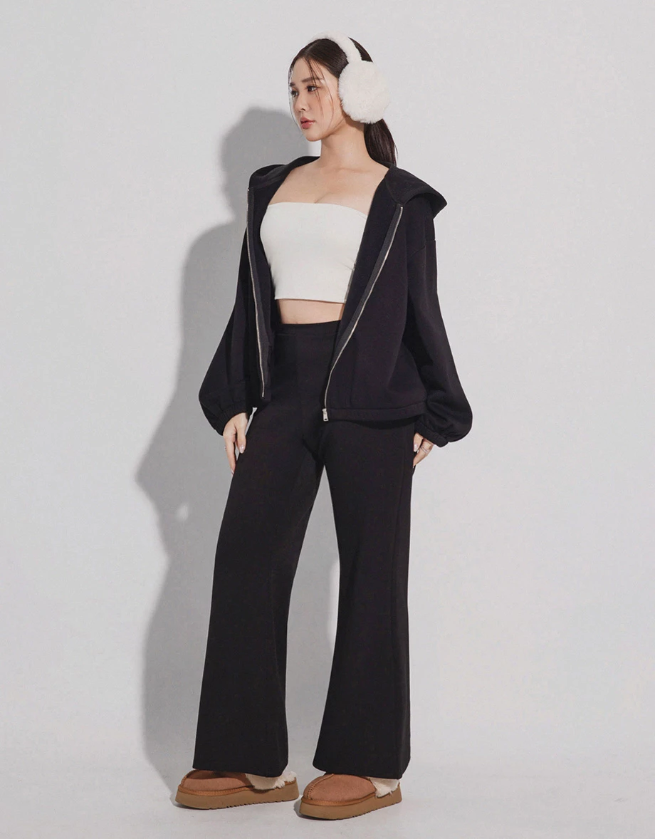 Basic Soft Cotton Blend Zip Up Hoodie Jacket