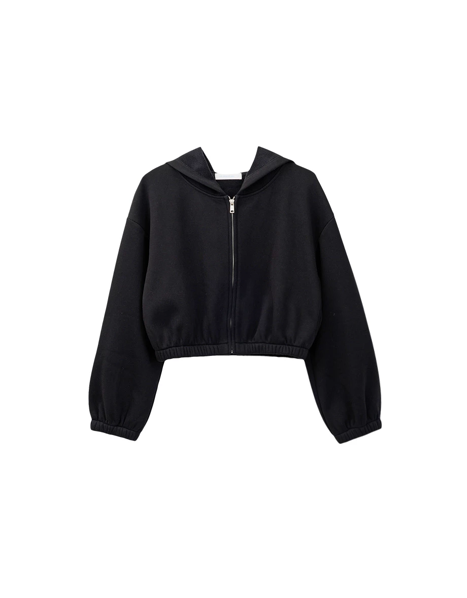 Basic Soft Cotton Blend Zip Up Hoodie Jacket
