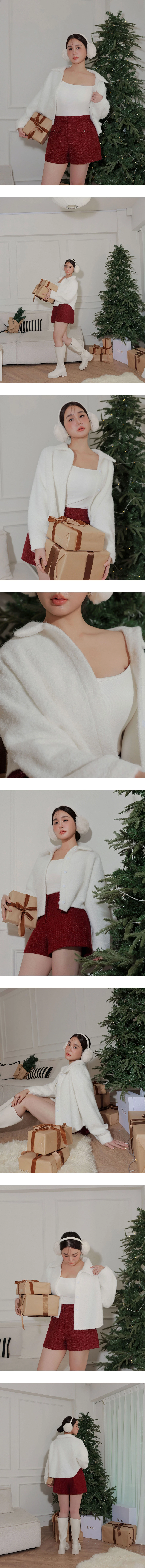 Soft Fuzzy Cropped Button Up Jacket with Classic Collar Design Soft Fuzzy Cropped Button Up Jacket with Classic Collar Design