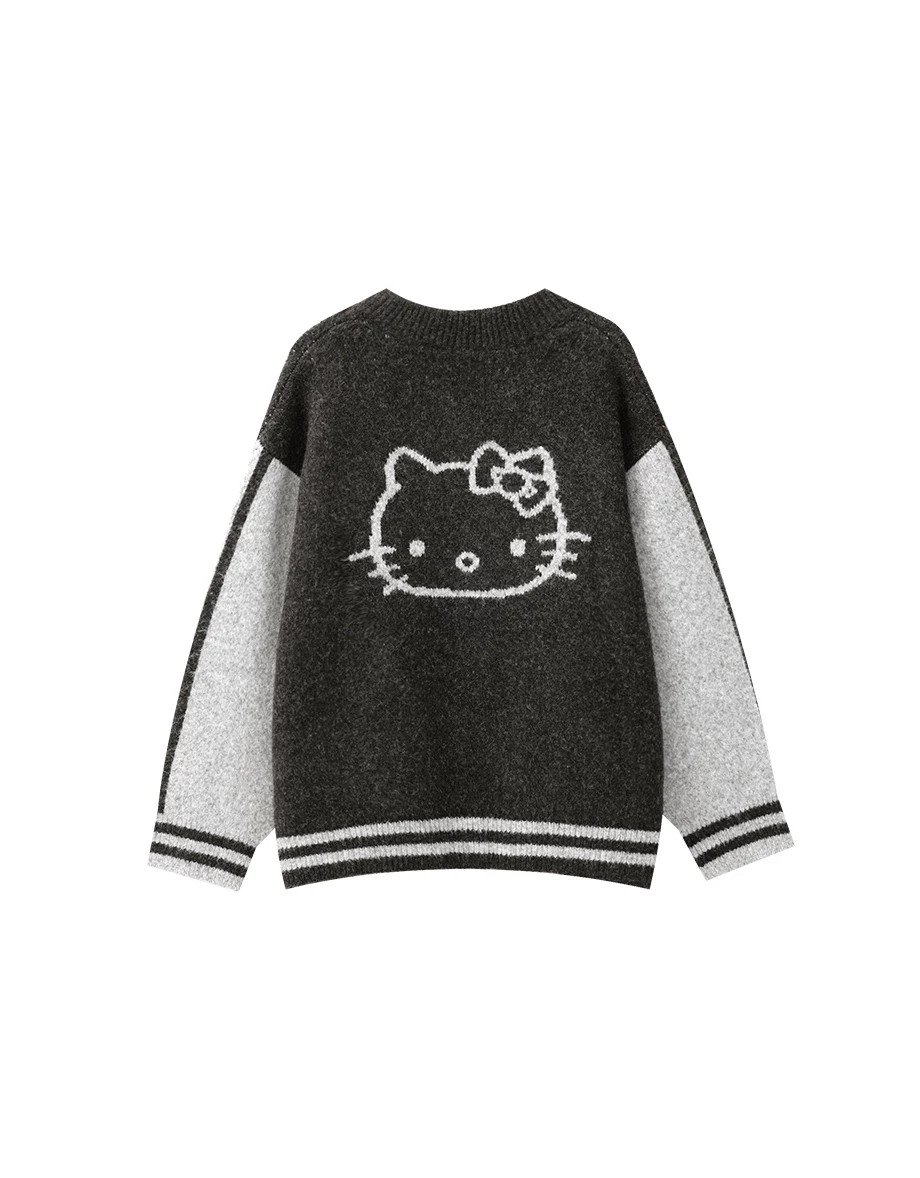 【Hello Kitty Collaboration】【Hello Kitty Collaboration】Fluffy Contrast Sleeve Knit Zip Up Jacket 【Hello Kitty Collaboration】【Hello Kitty Collaboration】Fluffy Contrast Sleeve Knit Zip Up Jacket